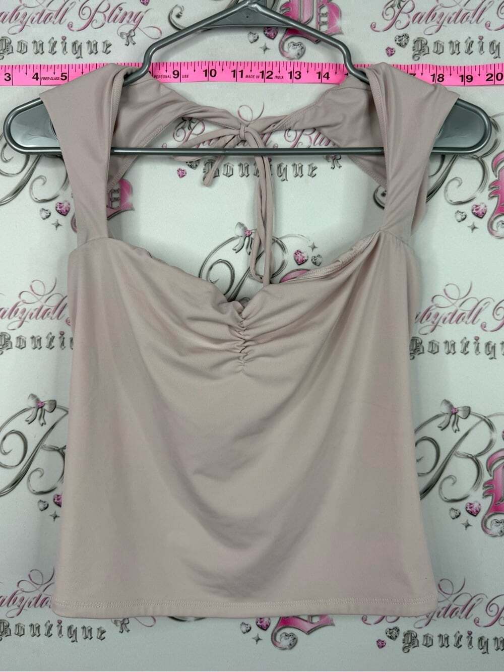 Garage shirt Blush Pink Ruched Front Tie-Back Cami